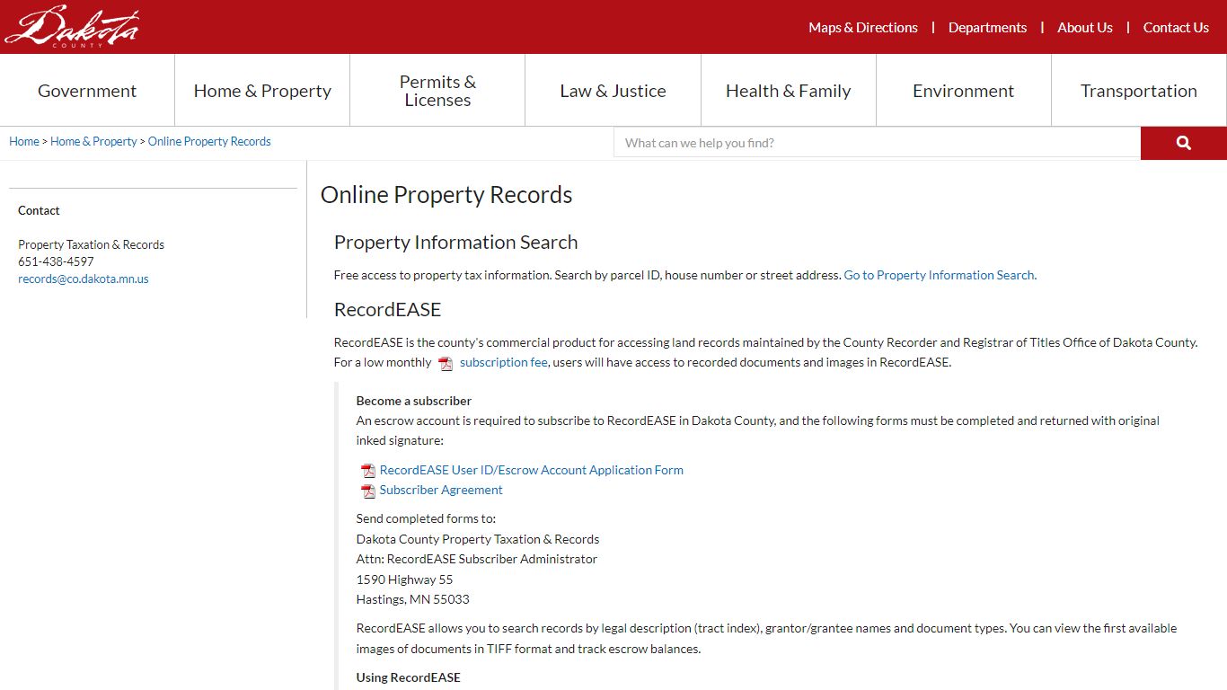 Online Property Records - Dakota County, Minnesota